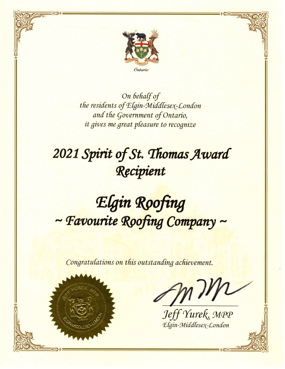spirit of st thomas award